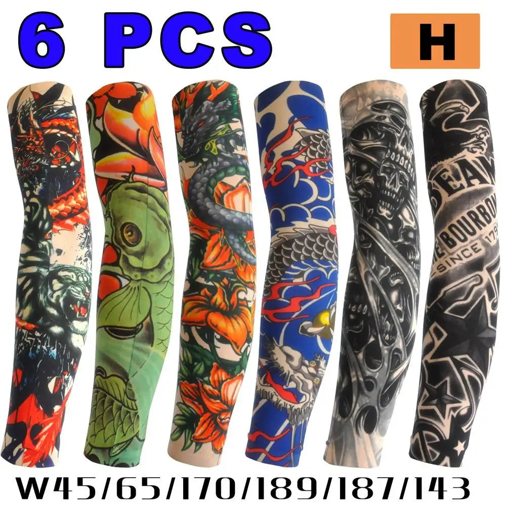2026 Tattoo Sleeves 6 PCS Unisex Summer UV Sun Protection Arm Covers Cycling Driving Fishing Beach Breathable Nightclub Elastic