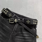 Punk New Gothic Y2K Women Men Belts Luxury Brands Gothic Ladies Hip Hop Punk Rivet Skeleton Print Waist Belt Jeans Waistband
