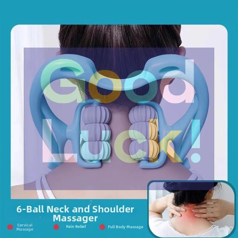 【WA】Handheld Neck And Shoulder Massager With 6 Balls, Relaxes Neck, Shoulders, And The Entire Body