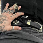 Punk New Gothic Y2K Women Men Belts Luxury Brands Gothic Ladies Hip Hop Punk Rivet Skeleton Print Waist Belt Jeans Waistband