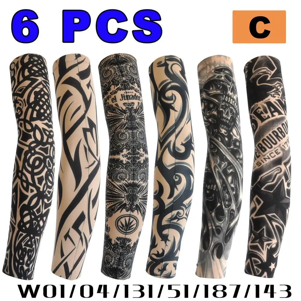 2026 Tattoo Sleeves 6 PCS Unisex Summer UV Sun Protection Arm Covers Cycling Driving Fishing Beach Breathable Nightclub Elastic