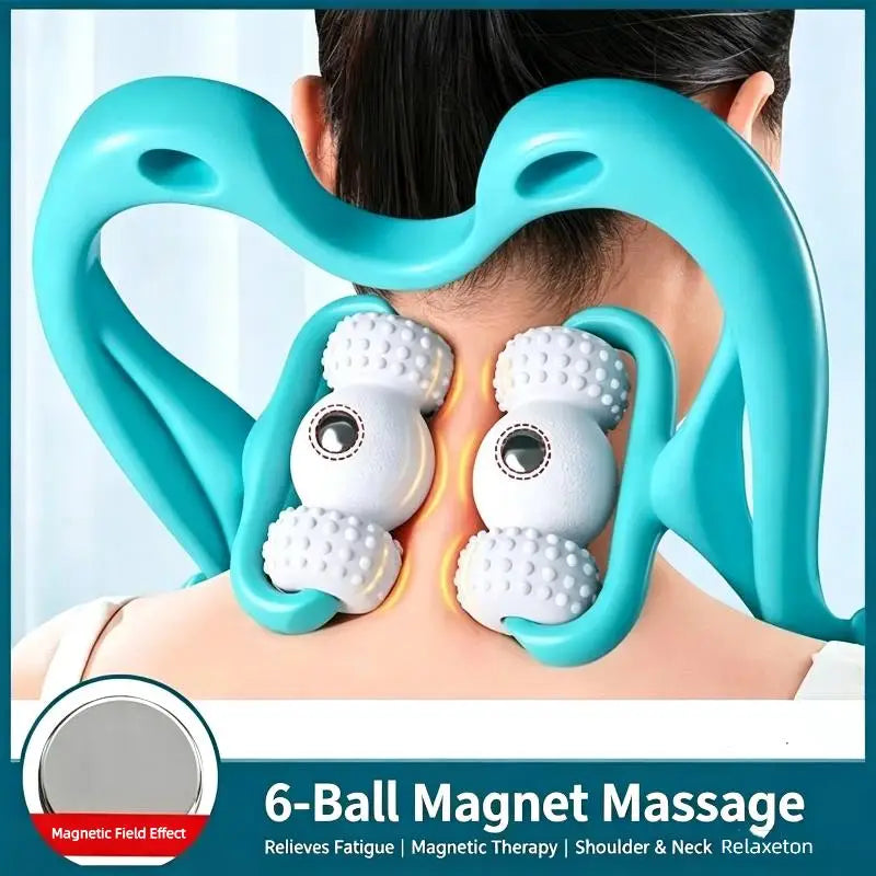 【WA】Handheld Neck And Shoulder Massager With 6 Balls, Relaxes Neck, Shoulders, And The Entire Body