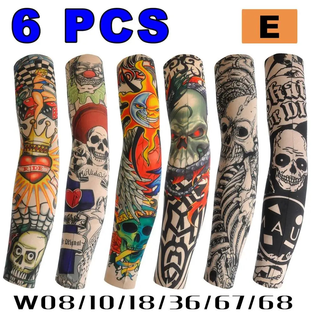 2026 Tattoo Sleeves 6 PCS Unisex Summer UV Sun Protection Arm Covers Cycling Driving Fishing Beach Breathable Nightclub Elastic