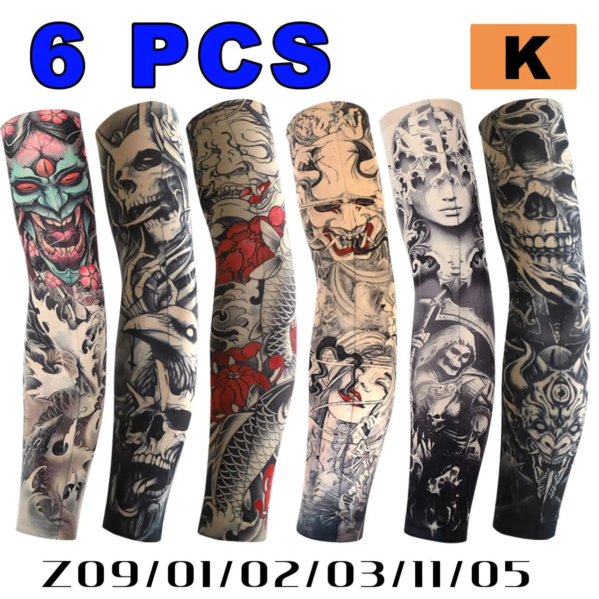 2026 Tattoo Sleeves 6 PCS Unisex Summer UV Sun Protection Arm Covers Cycling Driving Fishing Beach Breathable Nightclub Elastic