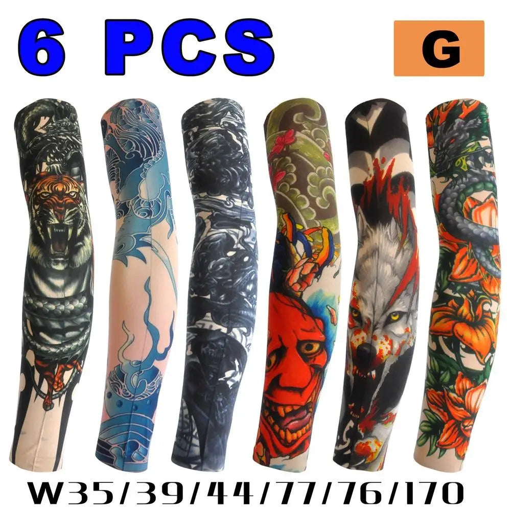 2026 Tattoo Sleeves 6 PCS Unisex Summer UV Sun Protection Arm Covers Cycling Driving Fishing Beach Breathable Nightclub Elastic
