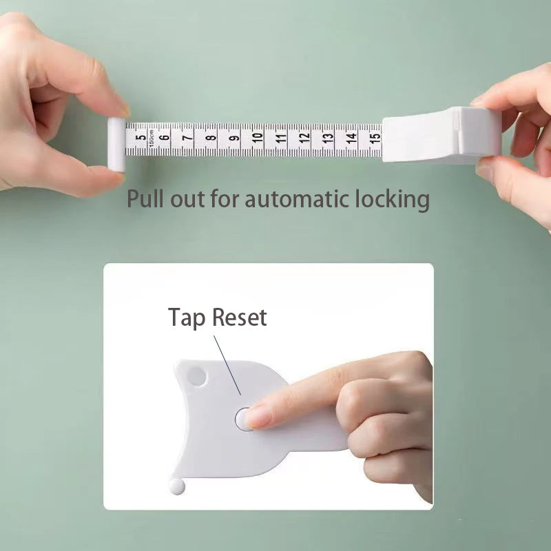 150cm Auto-Retractable Body Tape Measure, Double Sided BMI Measurement Tool for Waist, Hip, Chest - Fitness & Sewing