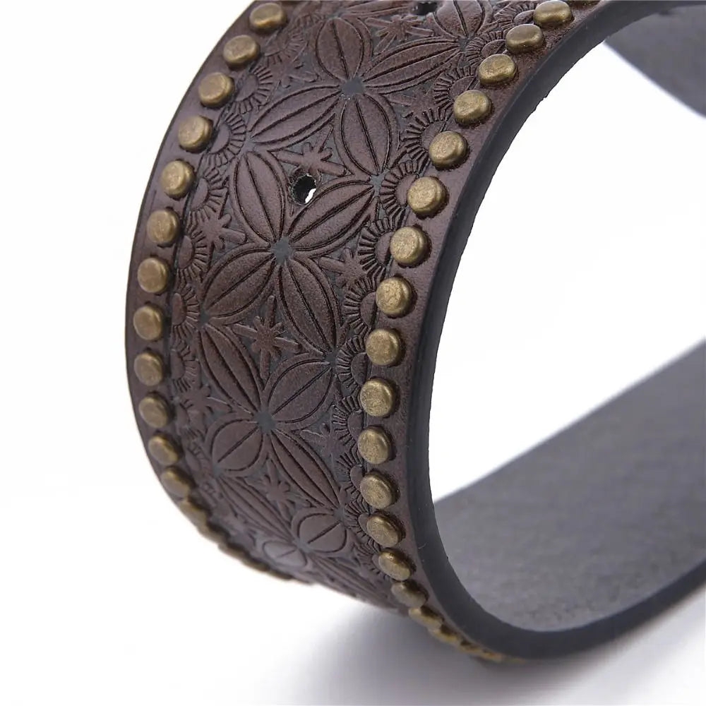 Retro Western Cowboy Men's PU Leather Belt Luxury Design Trendy Brand Ox Head Waistband Jeans Pants Belt