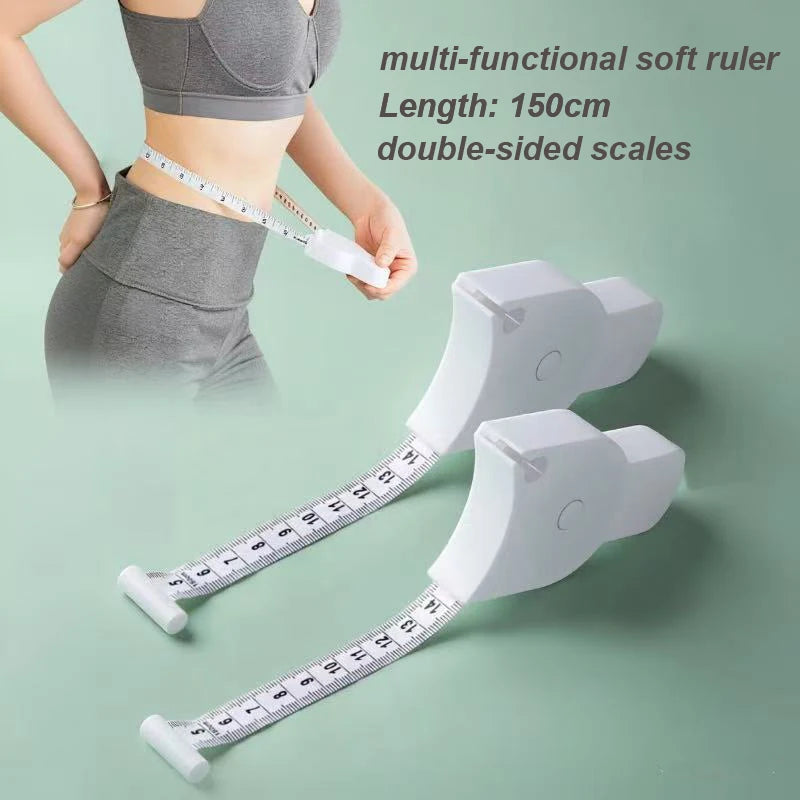 150cm Auto-Retractable Body Tape Measure, Double Sided BMI Measurement Tool for Waist, Hip, Chest - Fitness & Sewing
