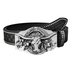 Retro Western Cowboy Men's PU Leather Belt Luxury Design Trendy Brand Ox Head Waistband Jeans Pants Belt
