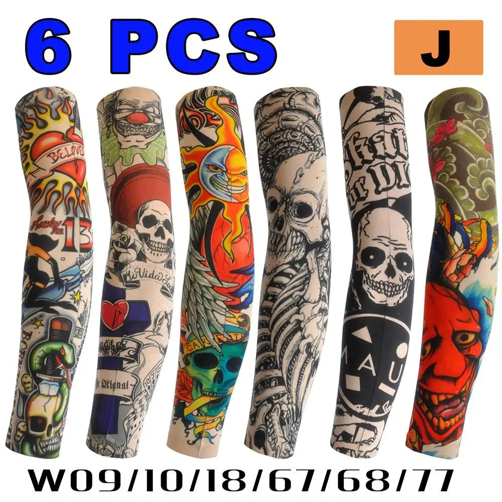 2026 Tattoo Sleeves 6 PCS Unisex Summer UV Sun Protection Arm Covers Cycling Driving Fishing Beach Breathable Nightclub Elastic