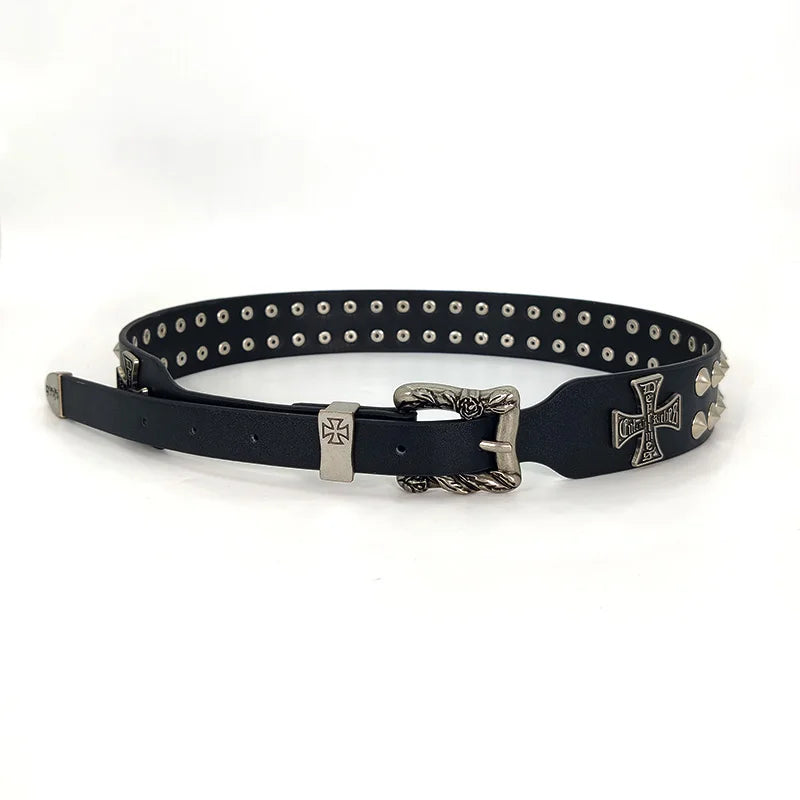 Punk New Gothic Y2K Women Men Belts Luxury Brands Gothic Ladies Hip Hop Punk Rivet Skeleton Print Waist Belt Jeans Waistband