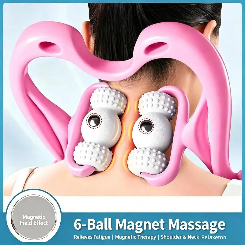 【WA】Handheld Neck And Shoulder Massager With 6 Balls, Relaxes Neck, Shoulders, And The Entire Body