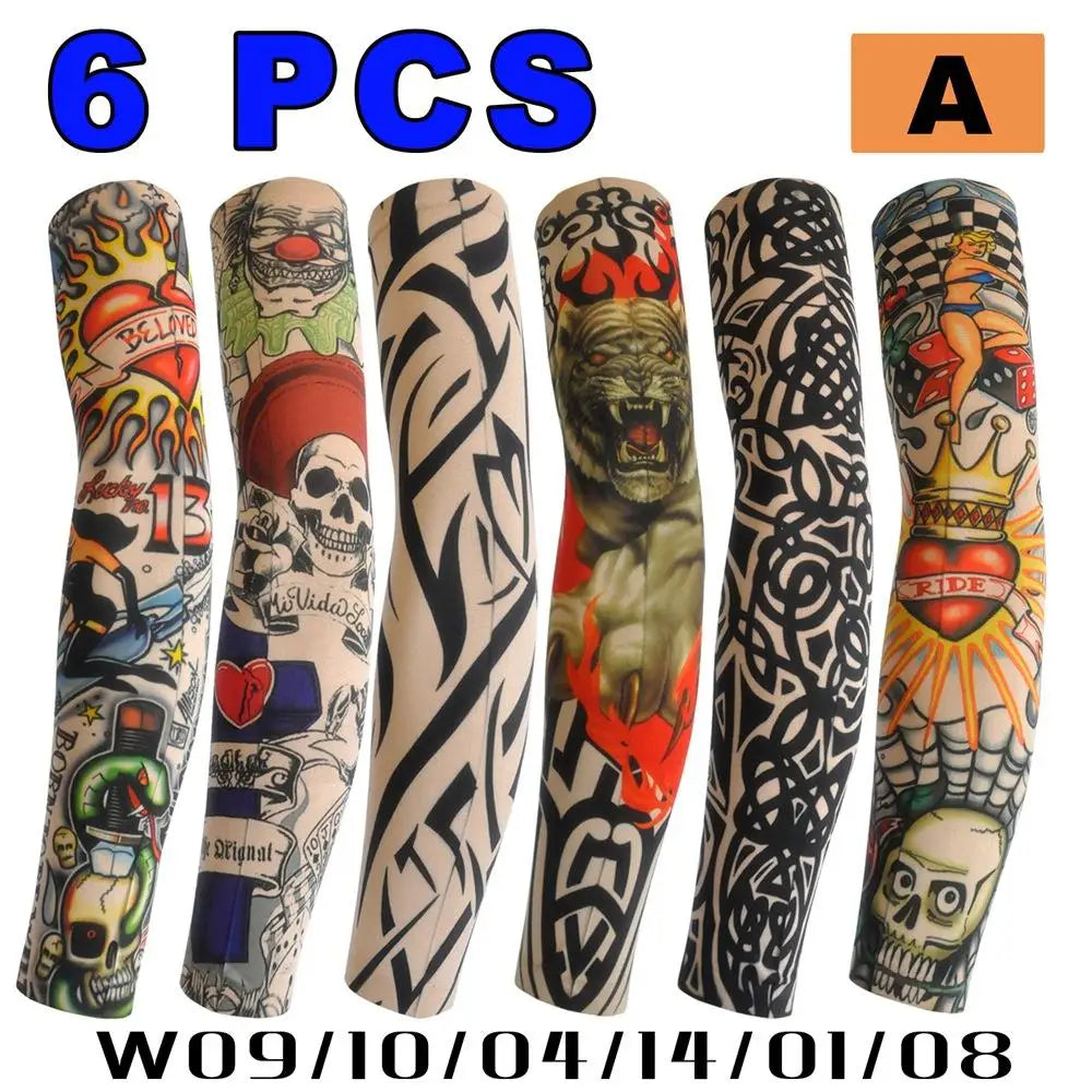 2026 Tattoo Sleeves 6 PCS Unisex Summer UV Sun Protection Arm Covers Cycling Driving Fishing Beach Breathable Nightclub Elastic