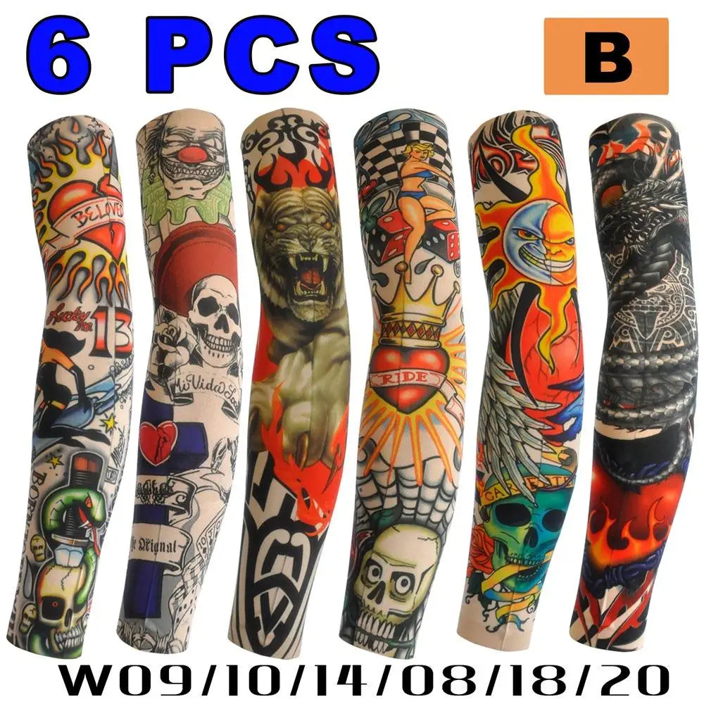 2026 Tattoo Sleeves 6 PCS Unisex Summer UV Sun Protection Arm Covers Cycling Driving Fishing Beach Breathable Nightclub Elastic