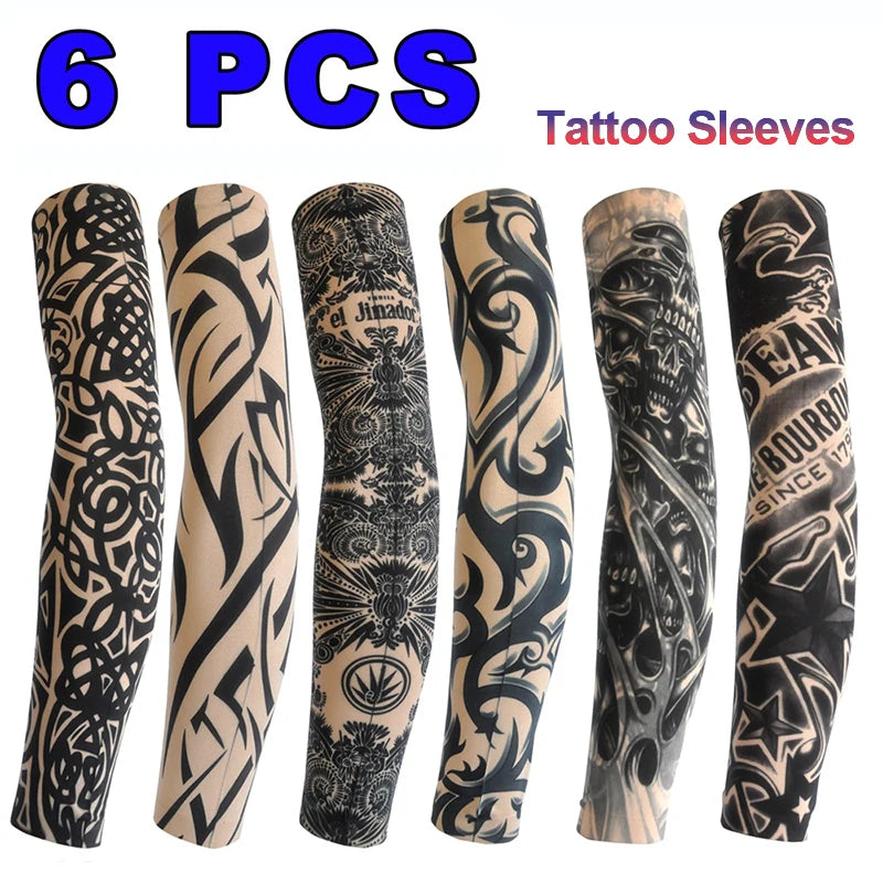 2026 Tattoo Sleeves 6 PCS Unisex Summer UV Sun Protection Arm Covers Cycling Driving Fishing Beach Breathable Nightclub Elastic