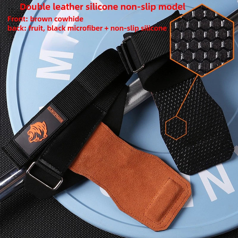 2PCS Silicone Non-Slip Gym Palm Protector Lifting Strap for Deadlifts Rowing Pull-Up Various Cowhide Leather PVC Various Combinations